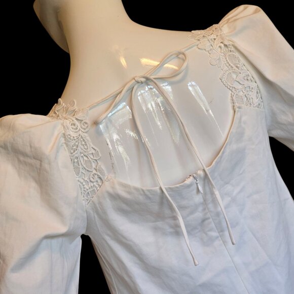 White Cotton FASHION NOVA Ruffled Smock Mini Dress sz XS - Picture 7 of 9